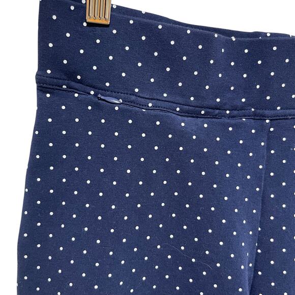 Lands End Pants Womens Small Navy Blue White Polka Dot Cropped Capris Stretch - Picture 4 of 5